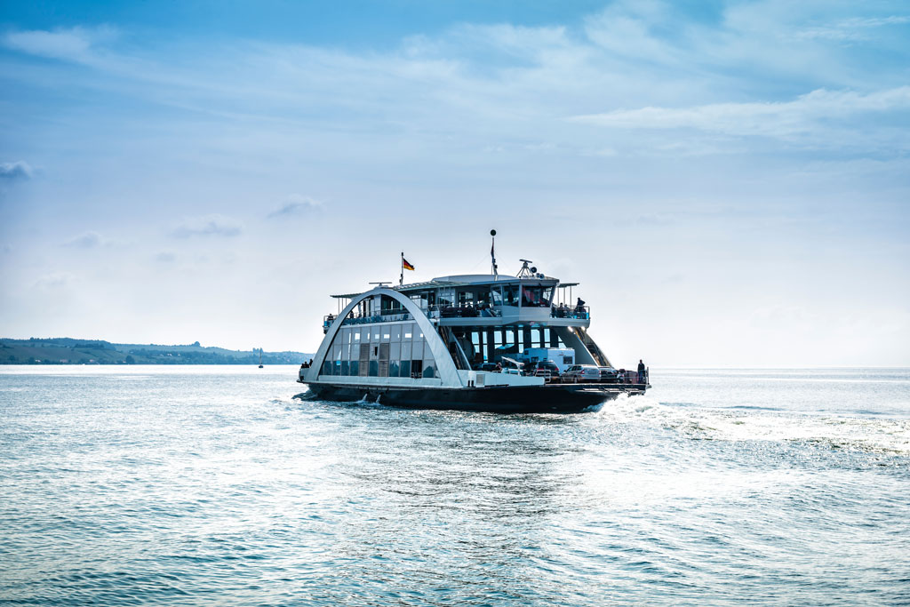 Car ferry on the lake Constance (Bodensee) horizontal.